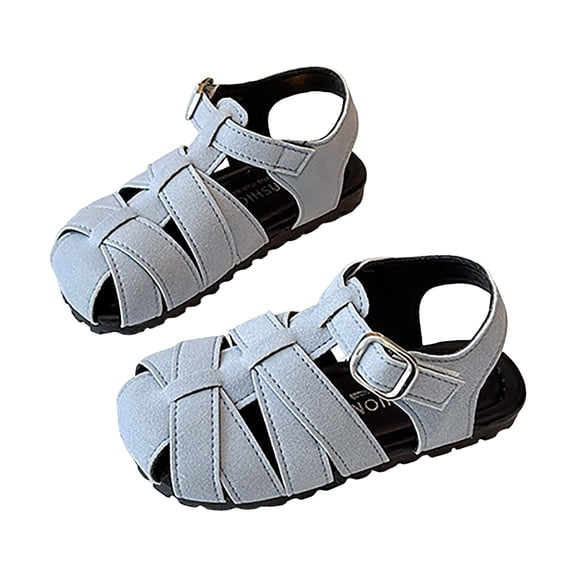 Mepaouo Boys Girls Closed Toe Sandals Lightweight Summer Beach Walking Flats for Toddler Kids Blue 7