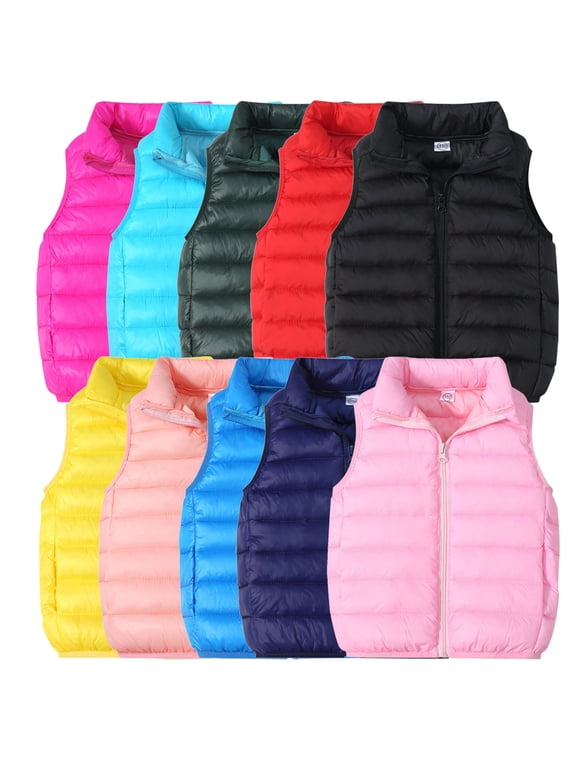 Boys Girls Down Vest Kids Lightweight Sleeveless Puffer Jacket Toddler Quilted Bubble Puffer Coat 3-4T