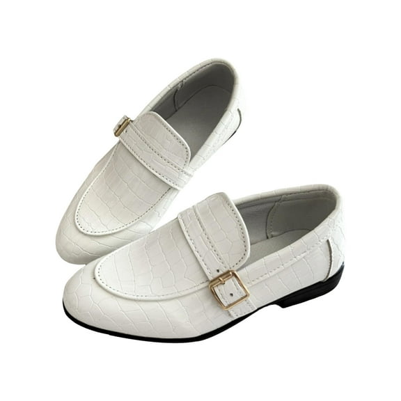 Mepaouo Boys Girls Dressy Shoes Driving Slip on Penny Loafers Toddler Casual Moccasin Oxfords White 2