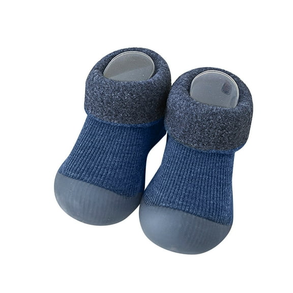 Mepaouo Boys Girls Fleece Booties First Walking Shoes Non Slip Rubber Sole Slippers 0-3 Years