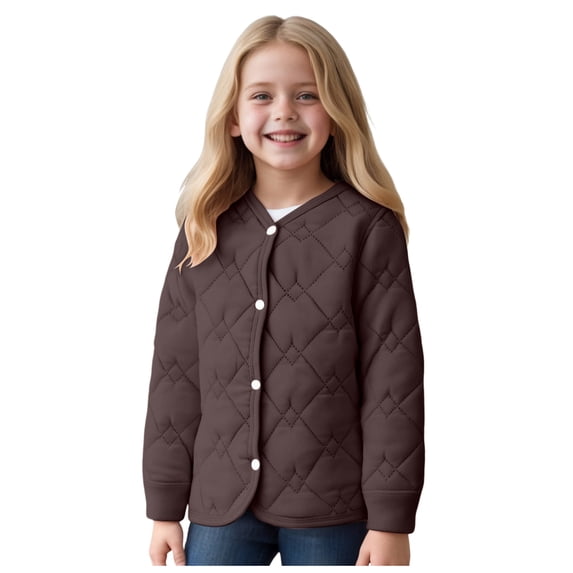 Mepaouo Boys Girls Fleece Lined Jacket Kids Winter Warm Long Sleeve Coat Button Down Cotton Outwear Grey 5-6 Years
