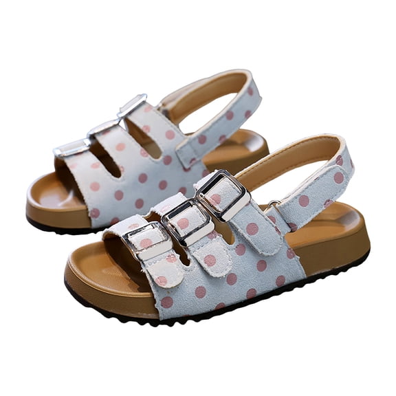 Mepaouo Boys Girls Sandals Cork Footbed Casual Toddlers Slides Double Strap Open Toe Flats Pink 9
