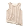 thumbnail image 1 of Mepaouo Boys Girls Striped Fleece Thermal Tank Tops Sleeveless Running Tennis Yoga Shirts(Khaki,E), 1 of 3