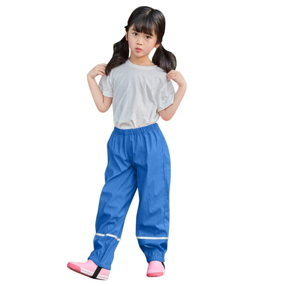Mepaouo Boys Girls Waterproof Rain Pants Unisex Kids Rainwear Mud Dirty Proof Toddler Trousers 2-10Y