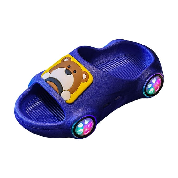 Mepaouo Boys Girsl Cute Slides Light up Summer Shower Shoes Toddler Kids Non Slip Bath Slippers Blue