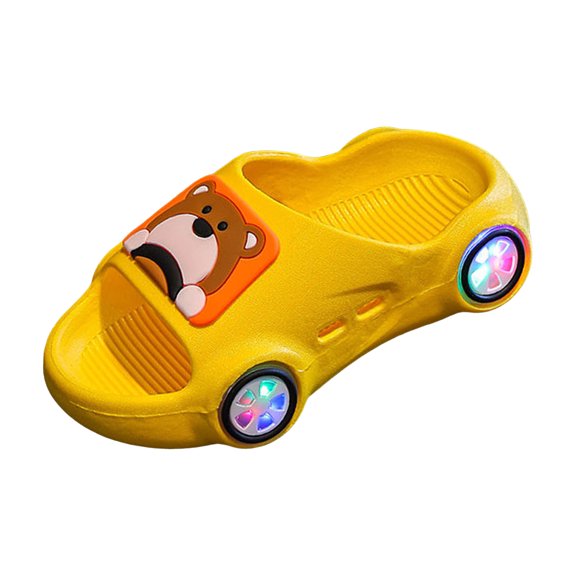 Mepaouo Boys Girsl Cute Slides Light up Summer Shower Shoes Toddler Kids Non Slip Bath Slippers Yellow