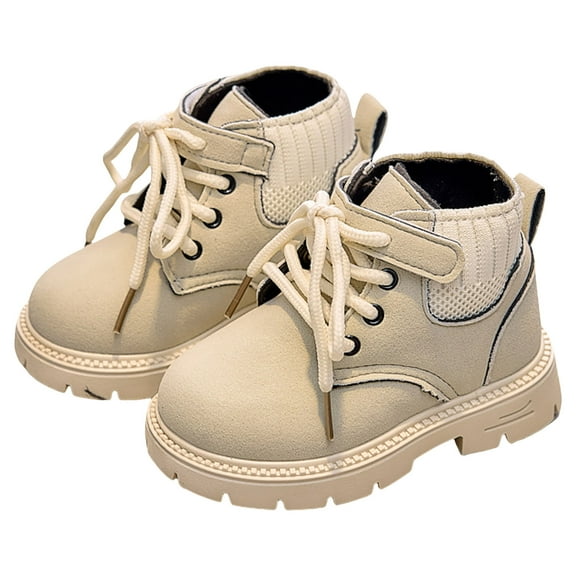 Mepaouo Boys Hiking Snow Boots Little Kid High Top Dress Shoes Toddler Non Slip Walking Work Boot Beige