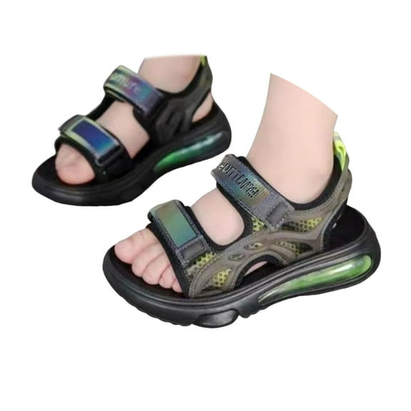 Mepaouo Boys Sandals Double Adjustable Strap Fashion Athletic Summer Sports Water Slide Shoes Green 9