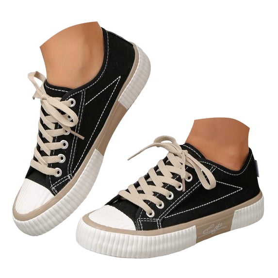 Mepaouo Canvas Shoes for Women Casual Low Top Fashion Sneakers Lightweight Running Walking Tennis Flats