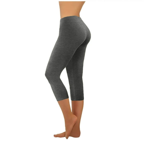 Mepaouo Capri Leggings for Women High Waisted Soft Slim Yoga Pants for Workout Running(Gray,M)