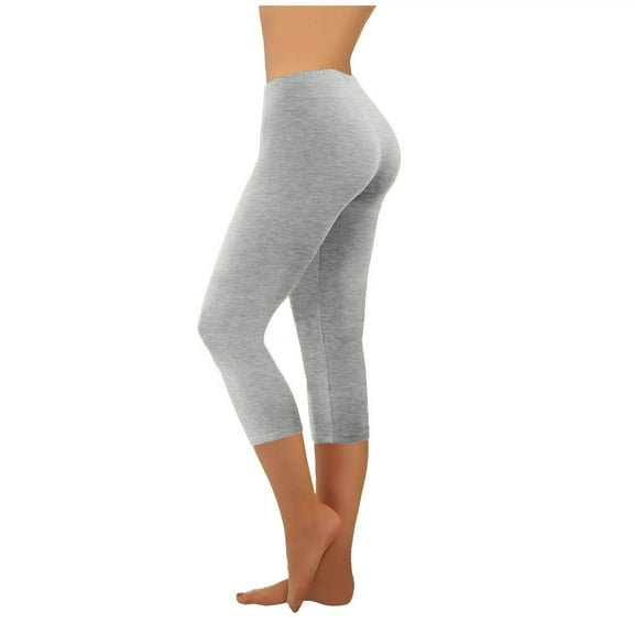 Mepaouo Capri Leggings for Women High Waisted Soft Slim Yoga Pants for Workout Running(Grey,XL)