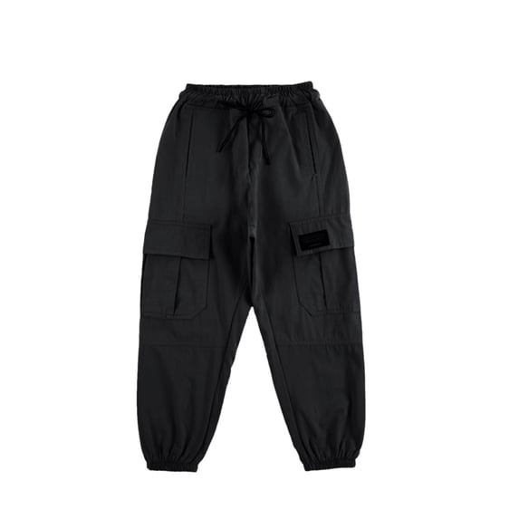 Mepaouo Cargo Pants for Girls Drawstring Baggy Joggers Parachute Pant Oversized Casual Loose Trousers Black 7-8 Years
