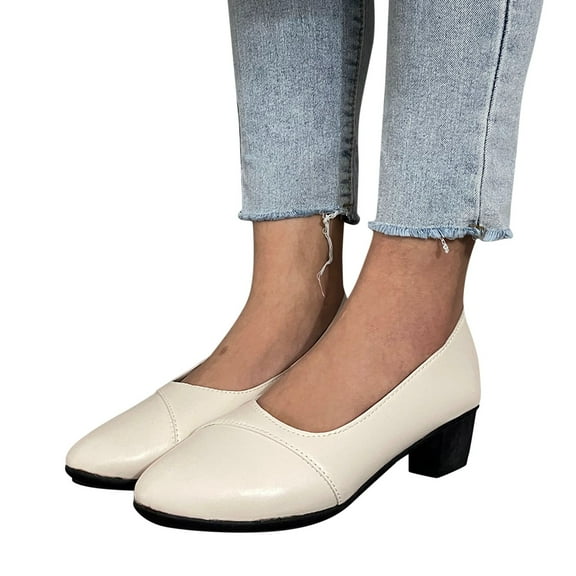 Mepaouo Casual Shoes Women Round Toe Low Heel Pumps Shoes Arch Support Comfy Walking Shoes