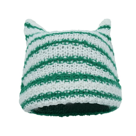 Mepaouo Cat Beanie Hats for Women Ears Slouchy Lady Girl Headgear Knit Crochet Cute Winter Caps