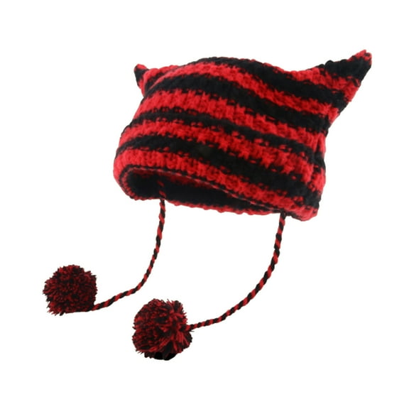 Mepaouo Cat Beanie Hats for Women Ears Slouchy Lady Girl Headgear Knit Crochet Cute Winter Caps