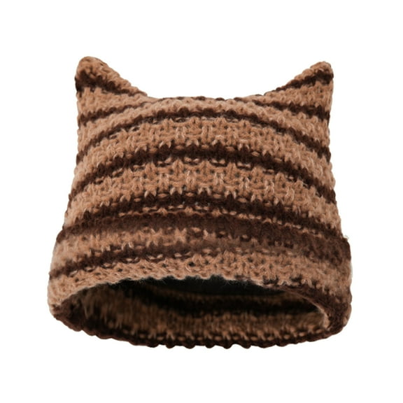 Mepaouo Cat Beanie Hats for Women Ears Slouchy Lady Girl Headgear Knit Crochet Cute Winter Caps
