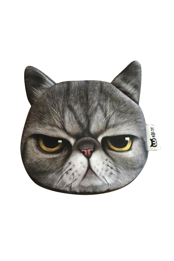 Cat Face Bag Cartoon Zipper Case Coin Money Purse Wallet Key Handbag for Kids Girls Women(H)