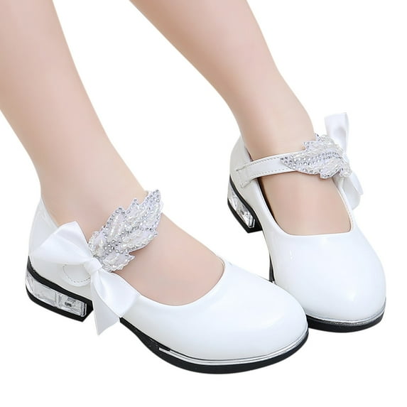 Mepaouo Children's Girl Mary Jane Bright Low Heel Princess Flower Wedding Party Dress Flats 3-13Y