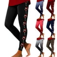 thumbnail image 1 of Mepaouo Christmas Leggings for Women 2024 Santa High Waisted Red Green Yoga Pants Capri Tights(Black,L), 1 of 6