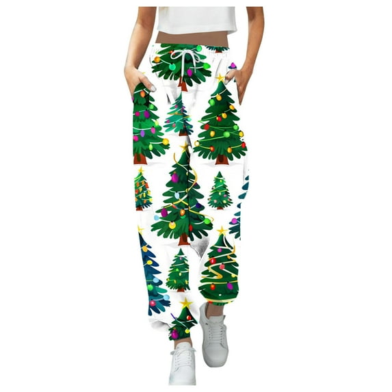 Mepaouo Christmas Sweatpants Women Baggy Drawstring Cinch Bottom Baggy Workout Pant(Green,M)