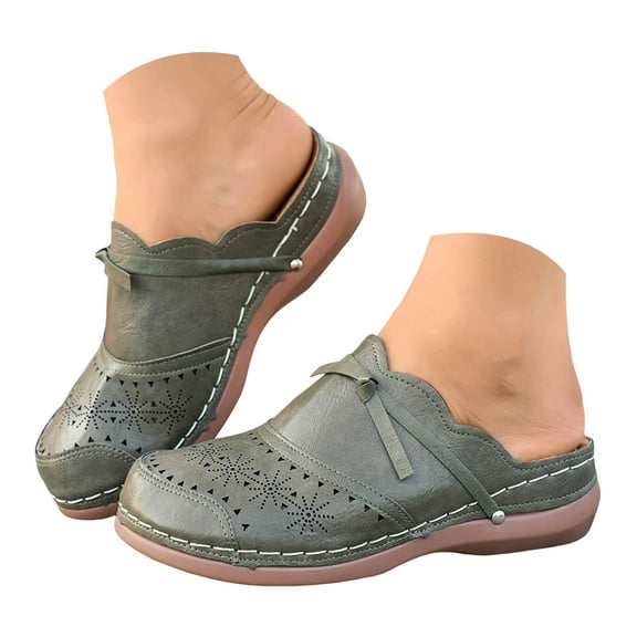 Mepaouo Clogs for Women 2025 Summer Wedge Mule Sandals Hollow Closed Toe Slip on Slippers Platform Shoes