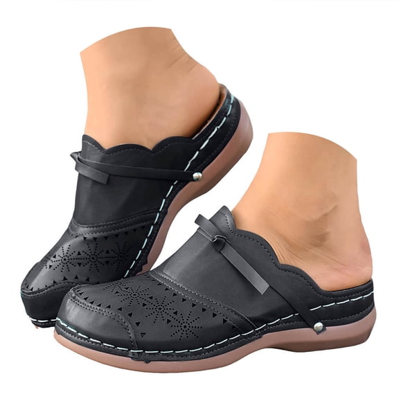 Mepaouo Clogs for Women 2025 Summer Wedge Mule Sandals Hollow Closed Toe Slip on Slippers Platform Shoes