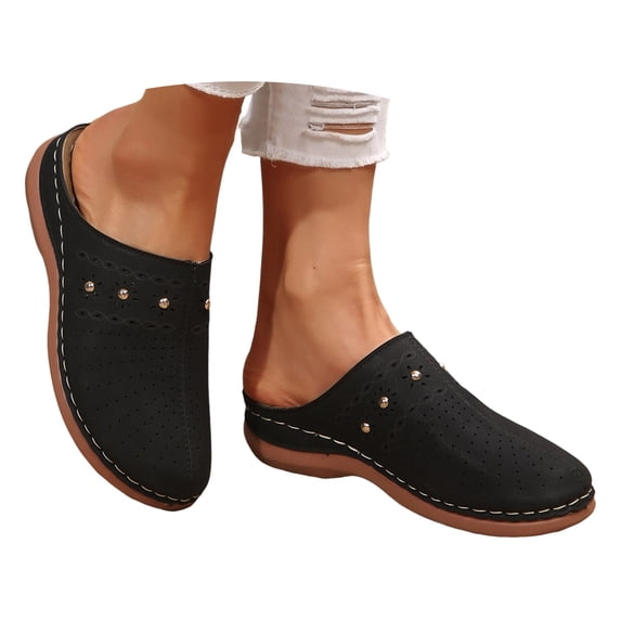 Mepaouo Closed Toe Clogs for Women Slip on Mules Sandals Comfortable Arch Support Casual Flat Shoes