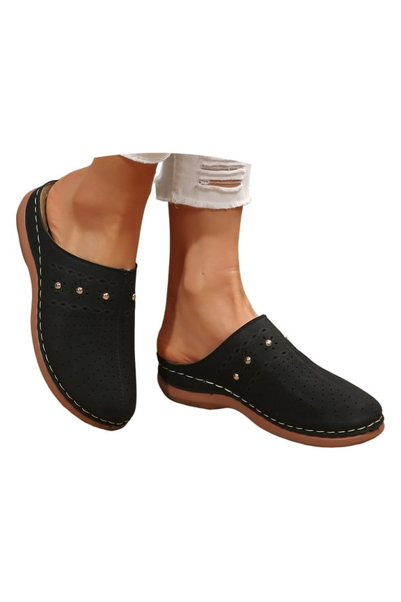 Closed Toe Clogs for Women Slip on Mules Sandals Comfortable Arch Support Casual Flat Shoes