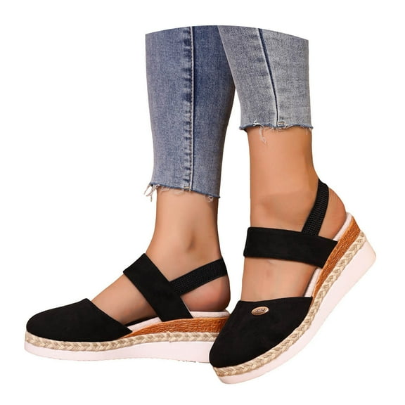 Mepaouo Closed Toe Platform Wedge Sandals Womens 2025 Espadrilles Ankle Strap Dressy Summers Shoes