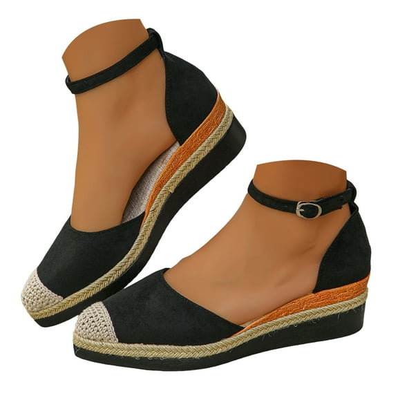 Mepaouo Closed Toe Platform Wedge Sandals for Women 2025 Dressy Wedges Espadrilles Ladies Dress Shoes