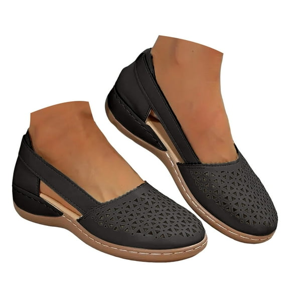 Mepaouo Closed Toe Sandals for Woman Summer 2025 Hollow out Arch Support Beach Flat Slip on Shoes