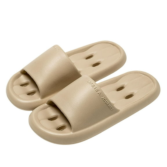 Mepaouo Cloud Slides for Women Men EVA Open Toe Shower Shoes Bathroom Non Slip House Sandals Khaki 9.5