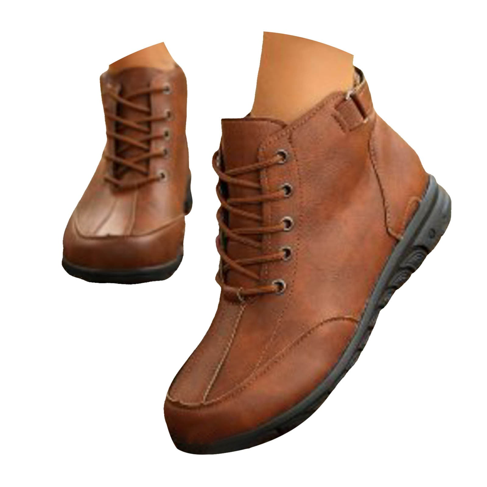Mepaouo Combat Ankle Boots for Women Lace up Waterproof Walking Riding ...
