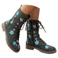 thumbnail image 1 of Mepaouo Combat Boots for Women Ethnic Vintage Flower Mid Calf Booties Lace up Casual Riding Ankle Boot, 1 of 8