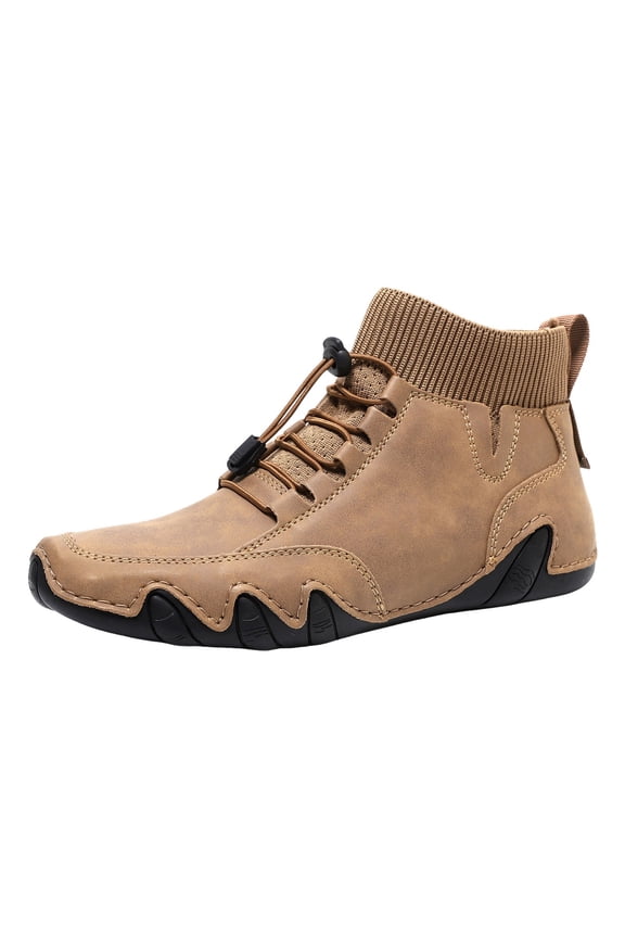 Couple Hiking Shoes Leather High Top Running Shoes Lace Up Zero Drop Sport Sneakers for Women