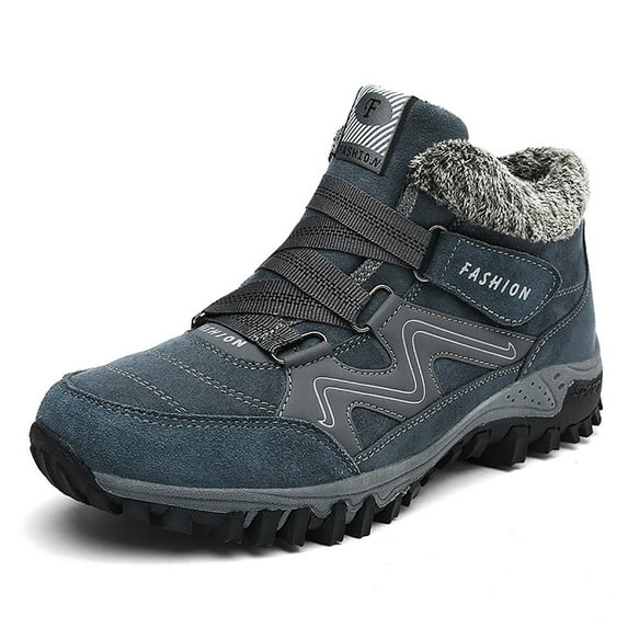 Mepaouo Couple Snow Boots for Women Men Waterproof Fleece Lined Non Slip Winter Outdoor Shoes(Blue,10.5)