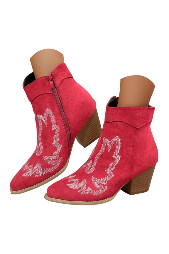 Cowboy Boots for Women Cowgirl Western Ankle Booties Pointed Toe Embroidered Country Riding Shoes