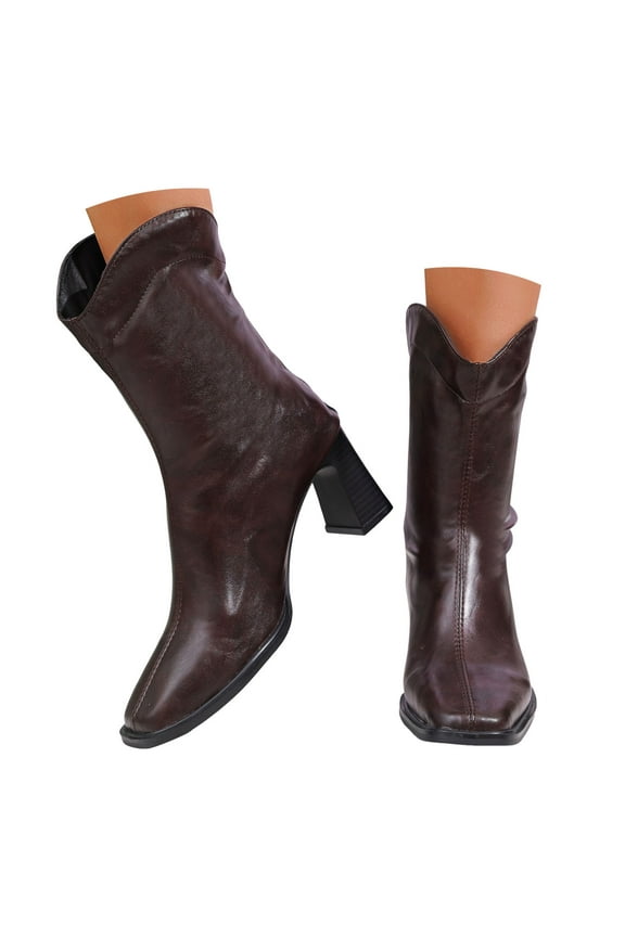 Cowgirl Cowboy Boots for Women Square Toe Western Mid Calf Booties Wide Calf Pull on Boot