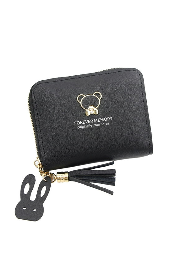 Credit Card Wallet for Women Zipper RFID Blocking Keychain Purse Leather Coin Pocketbook