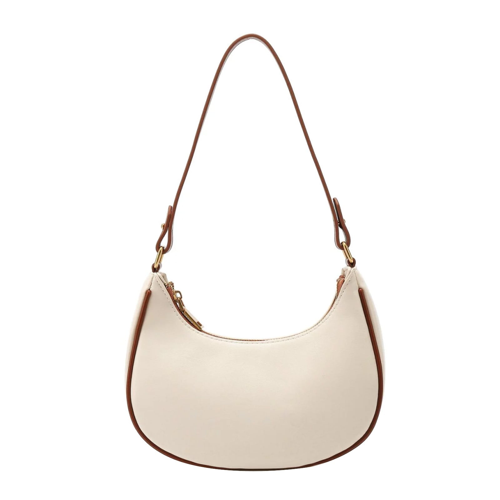 Mepaouo Crescent Shoulder Bags for Women Hobo Tote Handbag Under the Arm Purses Mini Clutch Satchel(Beige)