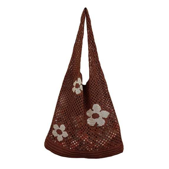 Mepaouo Crochet Beach Tote Bags for Women Summer Aesthetic Mesh Knit Shoulder Hnadbag Hippie Totes