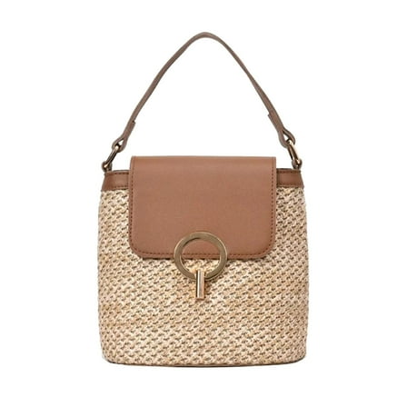 Mepaouo Cross Body Handbags for Women Straw Woven Beach Shoulder Bag 2025 Summer Handmade Purses(Brown)