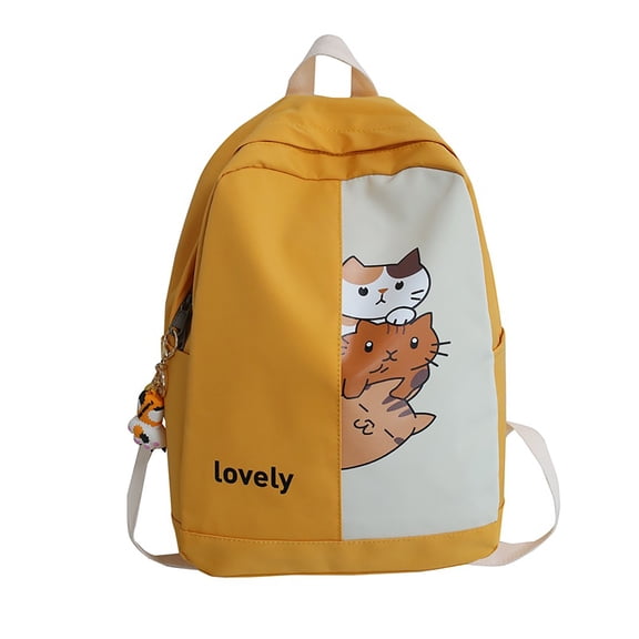 Mepaouo Cute Cat Schoolbag for Women Men Primary High School Backpack Large Capacity Daypack(Yellow)