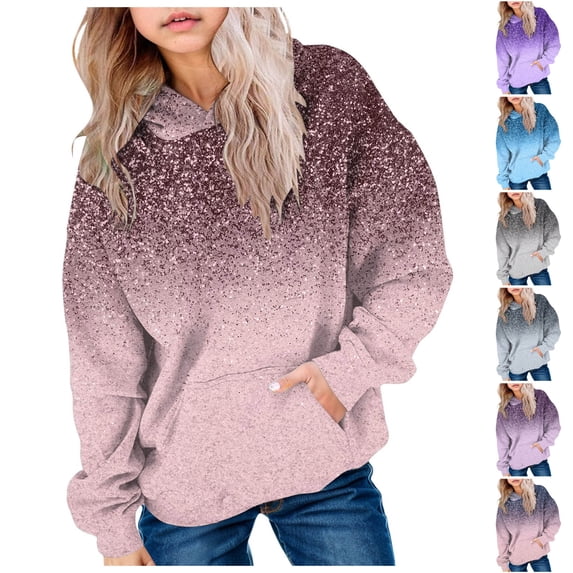 Mepaouo Cute Hoodies for Teen Girls Preppy Hooded Sweatshirts Oversized Gradient Long Sleeve Shirts Black 100
