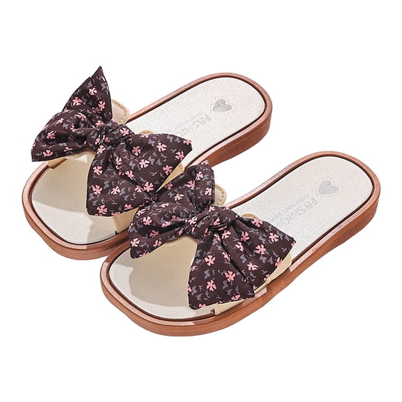Mepaouo Cute Slide Sandals Toddler Girls Casual Summer Princess Bow Flats Beach Footbed Slippers