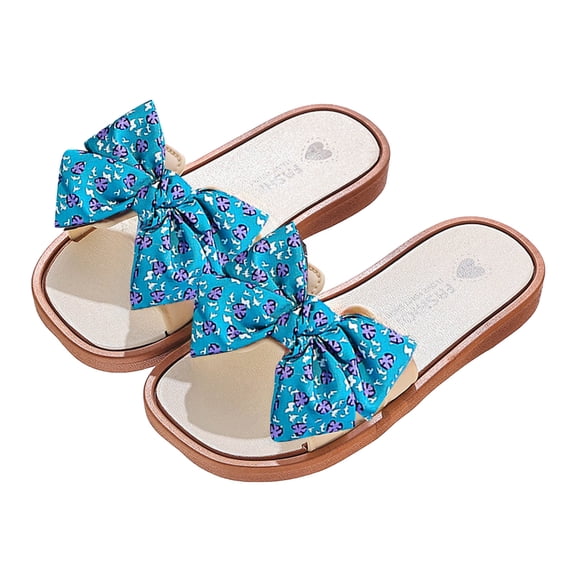 Mepaouo Cute Slide Sandals Toddler Girls Casual Summer Princess Bow Flats Beach Footbed Slippers