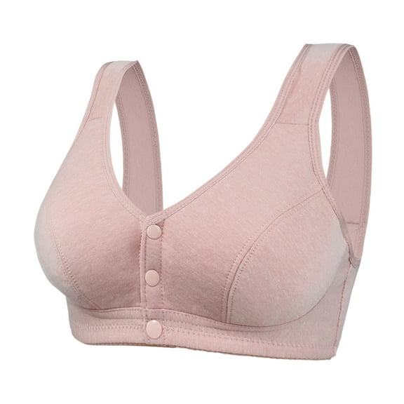 Mepaouo Daisy Bras for Women No Underwire Front Closure Comfort Senior Wireless Snap Closing Bra(Gold,38)