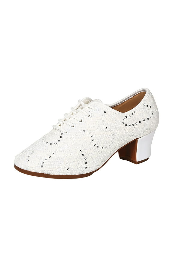 Dance Shoes for Women Men Sequin Soft Sole Non Slip Latin Jazz Shoes Heel Casual Shoes