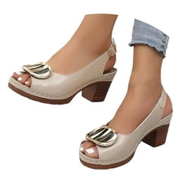 Elegant Womens Stacked Heeled Sandals Comfortable Block Chunky