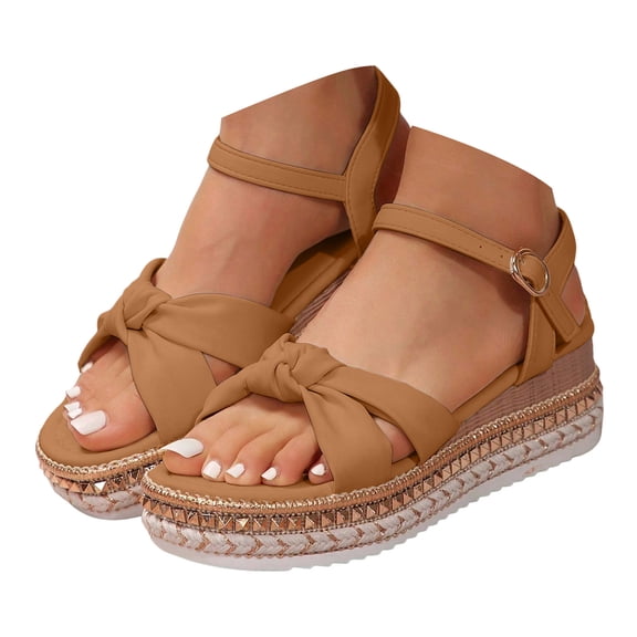 Mepaouo Espadrille Dressy Wedge Sandals Women's Platform Casual Summer Slip on Shoes with Ankle Strap